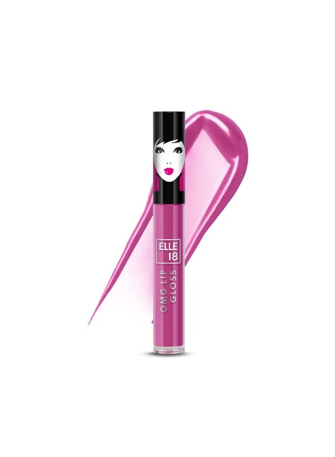 Elle 18 OMG Lip Gloss, Glossy Finish, Pink-a-licious, Non-sticky Formula, Moisturising, Infused with Rapeseed and Jojoba Oil, Full Coverage| 2.5ml - Image 1
